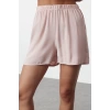 Kadın Viskon Gömlek Yaka Kısa Kol Pudra Kurdele Fiyonk ve Biye Detaylı Viskon Dokuma Pijama Takımı