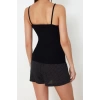 Womens Viscose Pool Collar Strapless Sleeve Polka Dot Button Detailed Rope Strap Knitted Pajama Set