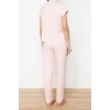 Womens Polyester V Neck Strap Sleeve 5-Pack Belted Ribbon Detailed Ribbon Knitted Pajama Set