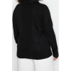 Womens Plus Size Fashion Stylish Regular Polo Neck Long Sleeve Plain Polo Neck Button Closure Knitwear Sweater