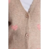 Womens Plus Size Fashion Stylish Regular Jacket Collar Long Sleeve Heart Heart Patterned Knitwear Cardigan
