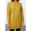 Womens Hijab Fashion Stylish Midi Stand Collar Long Sleeve Geometric Soft Texture Knitwear Sweater