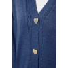 Womens Hijab Fashion Stylish Regular V Neck Long Sleeve Plain Heart Button Knitwear Cardigan