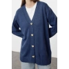 Womens Hijab Fashion Stylish Regular V Neck Long Sleeve Plain Heart Button Knitwear Cardigan