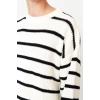 Mens Fashion Stylish Regular Crew Neck Long Sleeve Striped Oversize Knitwear Sweater