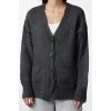 Women Fashion Stylish Regular V Neck Long Sleeve Plain Basic Soft Texture Knitwear Cardigan