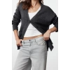 Women Fashion Stylish Regular V Neck Long Sleeve Plain Basic Soft Texture Knitwear Cardigan