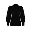 Women Fashion Stylish Regular Stand Collar Long Sleeve Textured Stand Collar Knitwear Sweater