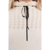 Womens Regular Stand Collar Long Sleeve Openwork Soft Textured Hole Ribbon Bow Detailed Knitwear Sweater