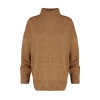 Women Fashion Stylish Regular Stand Collar Long Sleeve Plain Wide Pattern Soft Texture Knitwear Sweater