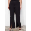 Kadın Yeni Moda Büyük Beden İspanyol Paça Uzun Boy Dokuma Paçası Yırtmaçlı Geniş Paça Kumaş Pantolon