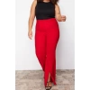 Kadın Yeni Moda Büyük Beden İspanyol Paça Uzun Boy Dokuma Paçası Yırtmaçlı Geniş Paça Kumaş Pantolon