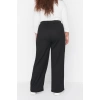 Kadın Moda Büyük Beden Geniş Paça Uzun Boy Örme Beli Lastikli Şerit Detaylı Geniş Paça Örme Pantolon
