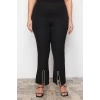 Kadın Yeni Moda Büyük Beden Boru Paça Uzun Boy Dokuma Taş Detaylı Finike Kumaş Pantolon