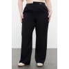 Kadın Yeni Moda Büyük Beden Geniş Paça Uzun Boy Dokuma Wide Leg Geniş Paça Etiketli Kumaş Pantolon