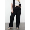 Kadın Yeni Moda Büyük Beden Geniş Paça Uzun Boy Dokuma Wide Leg Geniş Paça Etiketli Kumaş Pantolon