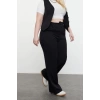 Kadın Yeni Moda Büyük Beden Geniş Paça Uzun Boy Dokuma Wide Leg Geniş Paça Etiketli Kumaş Pantolon