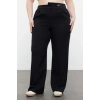 Kadın Yeni Moda Büyük Beden Geniş Paça Uzun Boy Dokuma Wide Leg Geniş Paça Etiketli Kumaş Pantolon