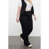 Kadın Yeni Moda Büyük Beden Geniş Paça Uzun Boy Dokuma Wide Leg Geniş Paça Etiketli Kumaş Pantolon