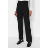 Womens New Fashion Straight Leg Long Length Woven High Waist Ribbed Stitched Trousers