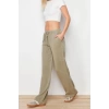 Womens New Fashion Wide Leg Regular Length Denim 100% Cotton Elastic Waist High Waist Jeans