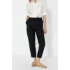 Kadın Yeni Moda Dar Paça Regular Boy Dokuma Beli Lastikli Pull On Keten Karışımlı Pantolon
