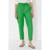 Kadın Yeni Moda Dar Paça Regular Boy Dokuma Beli Lastikli Pull On Keten Karışımlı Pantolon