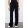 Womens New Fashion Wide Leg Regular Length Woven Linen Look Wide Leg Wide Leg High Waist Trousers
