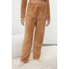 Kadın Moda Şık Bisiklet Yaka Boru Paça Uzun Kol Hayvan Nakışlı Wellsoft Kışlık Örme Pijama Takımı