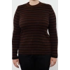 Women Fashion Plus Size Crew Neck Regular Sleeve Striped Ribbed Body-hugging Knitwear Sweater