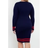 Women Fashion Stylish Plus Size Mini Length Crew Neck Fitted Corduroy Knitwear Plus Size Dress