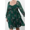 Women Fashion Stylish Plus Size Mini Length Square Neck Relaxed Chiffon Woven Plus Size Dress