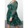 Women Fashion Stylish Plus Size Mini Length Square Neck Relaxed Chiffon Woven Plus Size Dress