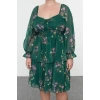 Women Fashion Stylish Plus Size Mini Length Square Neck Relaxed Chiffon Woven Plus Size Dress