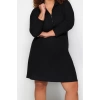 Women Fashion Stylish Plus Size Mini Length Stand Collar Relaxed Soft Knitted Plus Size Dress