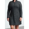 Women Fashion Stylish Plus Size Mini Length Stand Collar Relaxed Soft Knitted Plus Size Dress
