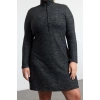 Women Fashion Stylish Plus Size Mini Length Stand Collar Relaxed Soft Knitted Plus Size Dress