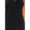 Kadın Moda Şık Büyük Beden Midi Boy V Yaka Fitted Yırtmaçlı Örme Elbise