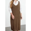 Women Fashion Stylish Plus Size Midi Length V Neck Fitted Vest Knit Dress