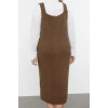 Women Fashion Stylish Plus Size Midi Length V Neck Fitted Vest Knit Dress