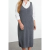 Women Fashion Stylish Plus Size Midi Length V Neck Fitted Vest Knit Dress