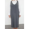 Women Fashion Stylish Plus Size Midi Length V Neck Fitted Vest Knit Dress