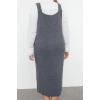Women Fashion Stylish Plus Size Midi Length V Neck Fitted Vest Knit Dress