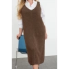 Women Fashion Stylish Plus Size Midi Length V Neck Fitted Vest Knit Dress