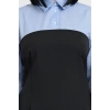 Womens Plus Size Mini Length Fitted Black Bodycone Strapless Woven Plus Size Striped Shirt Dress