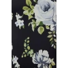 Kadın Moda Şık Büyük Beden Mini Boy Kayık Yaka Fitted Çiçek Desenli Saten Elbise