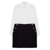 Women Fashion Stylish Plus Size Mini Length Shirt Collar Fitted Buttoned Woven Plus Size Shirt Dress