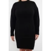 Womens Fashion Stylish Plus Size Mini Length Crew Neck Relaxed Knit Detailed Knitwear Dress