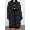 Women Fashion Stylish Plus Size Mini Length Crew Neck Fitted Patterned Buttoned Knit Dress