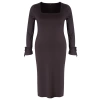 Women Fashion Stylish Plus Size Midi Length Square Neck Fitted Premium Slit Knitted Plus Size Dress